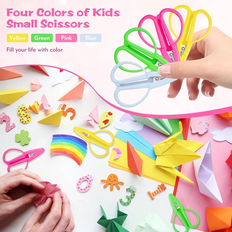 FLATRI 4 Pack Mini Scissors - Small Sharp Scissors All Purpose with Cover Tiny Detail Scissor for Travel Crafts Sewing Embroidery DIY (4 Colors) - Image 3